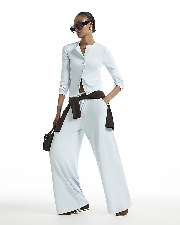 Blue Soft Touch Wide Leg Trousers