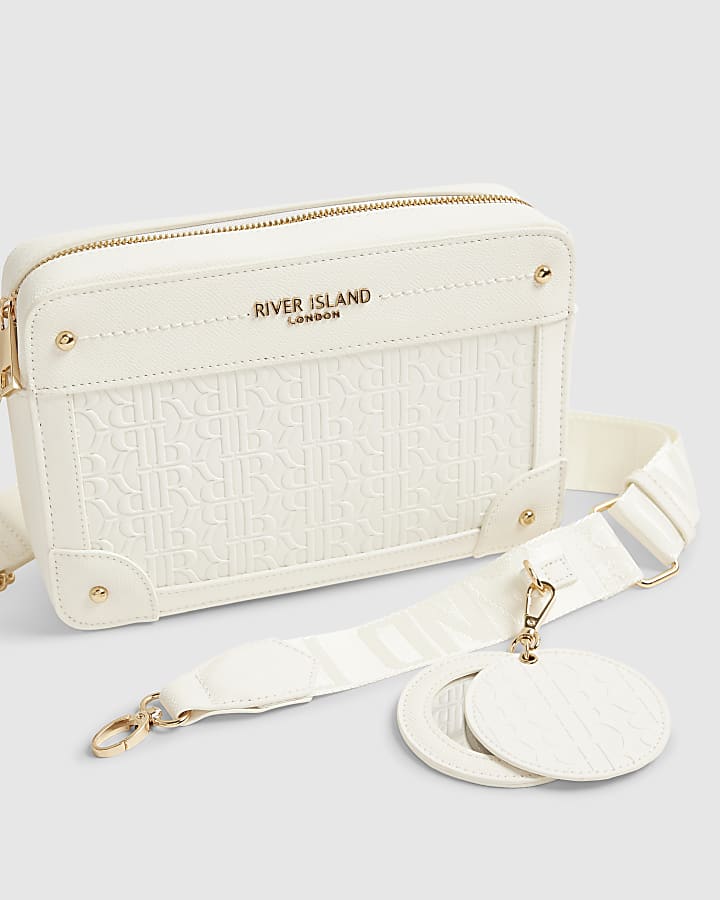 White RR Monogram Boxy Crossbody Bag