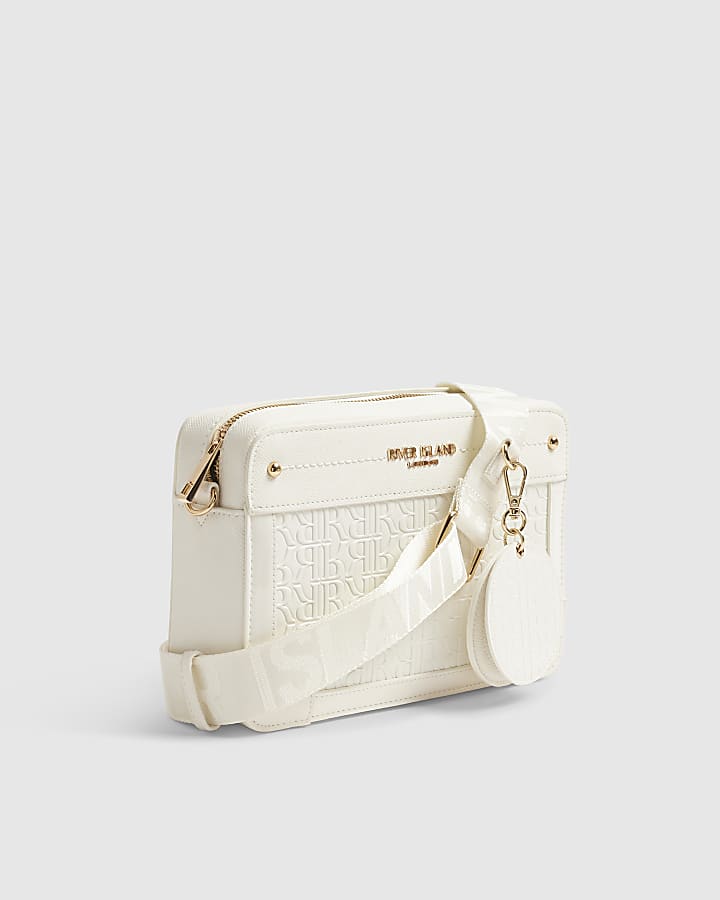 White RR Monogram Boxy Crossbody Bag