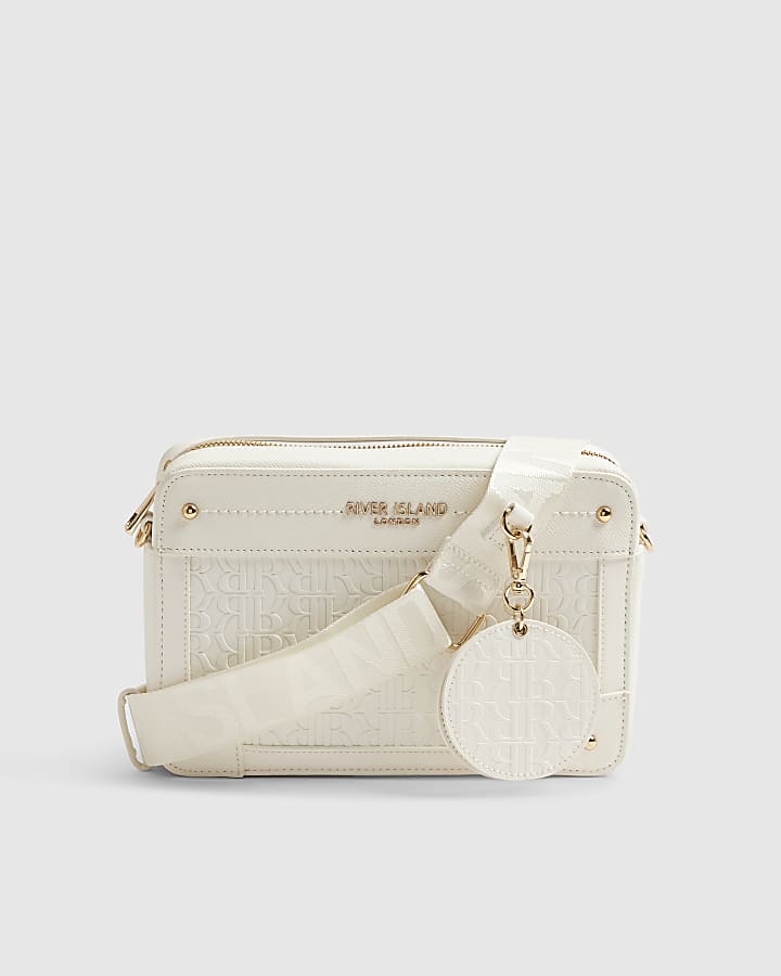 White RR Monogram Boxy Crossbody Bag