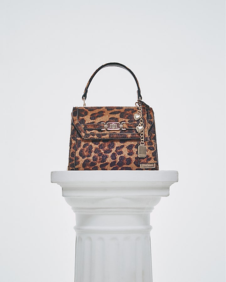 Brown Mini Leopard Print Tote Bag