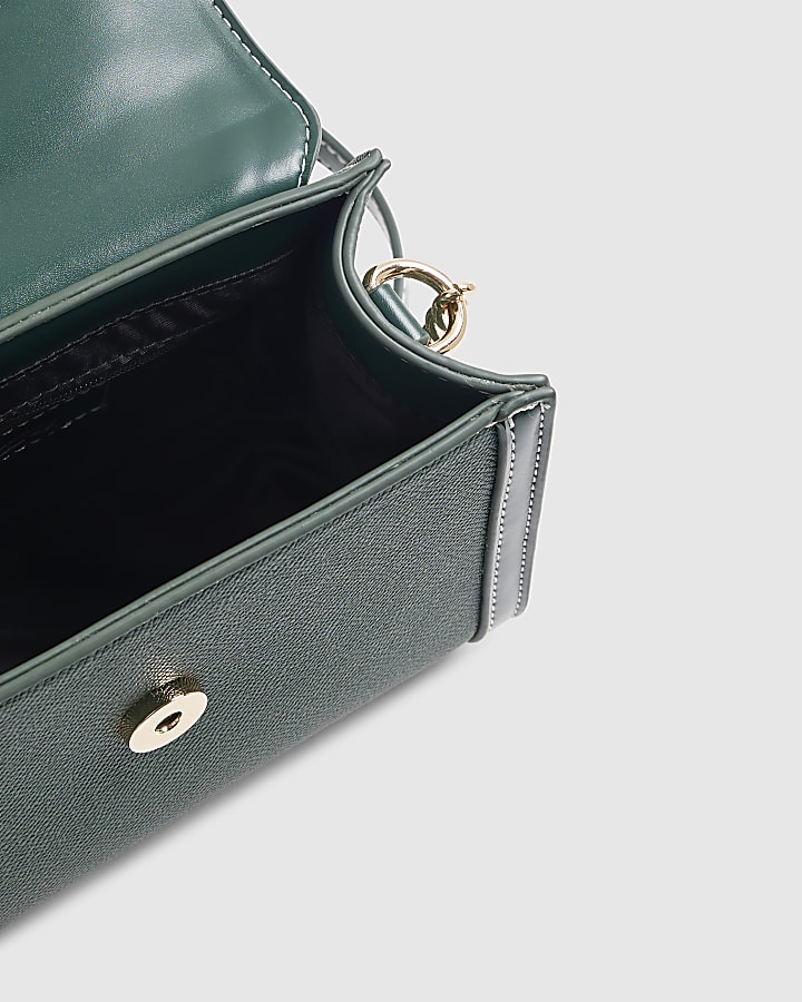 Green Mini Embossed Scarf Tote Crossbody Bag