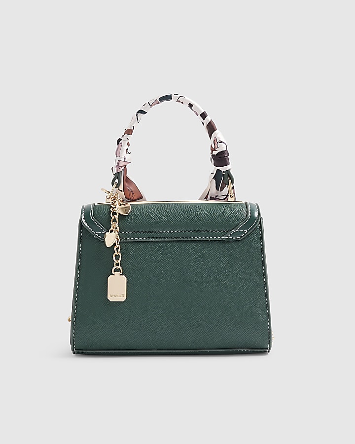 Green Mini Embossed Scarf Tote Crossbody Bag