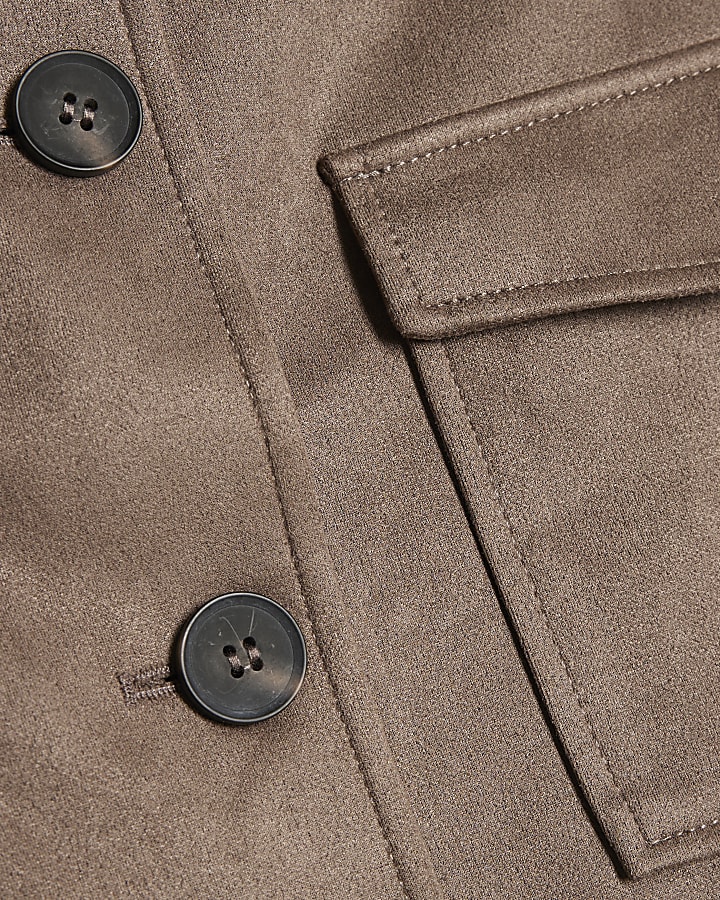 Purple Faux Suedette Utility Pocket Overshirt