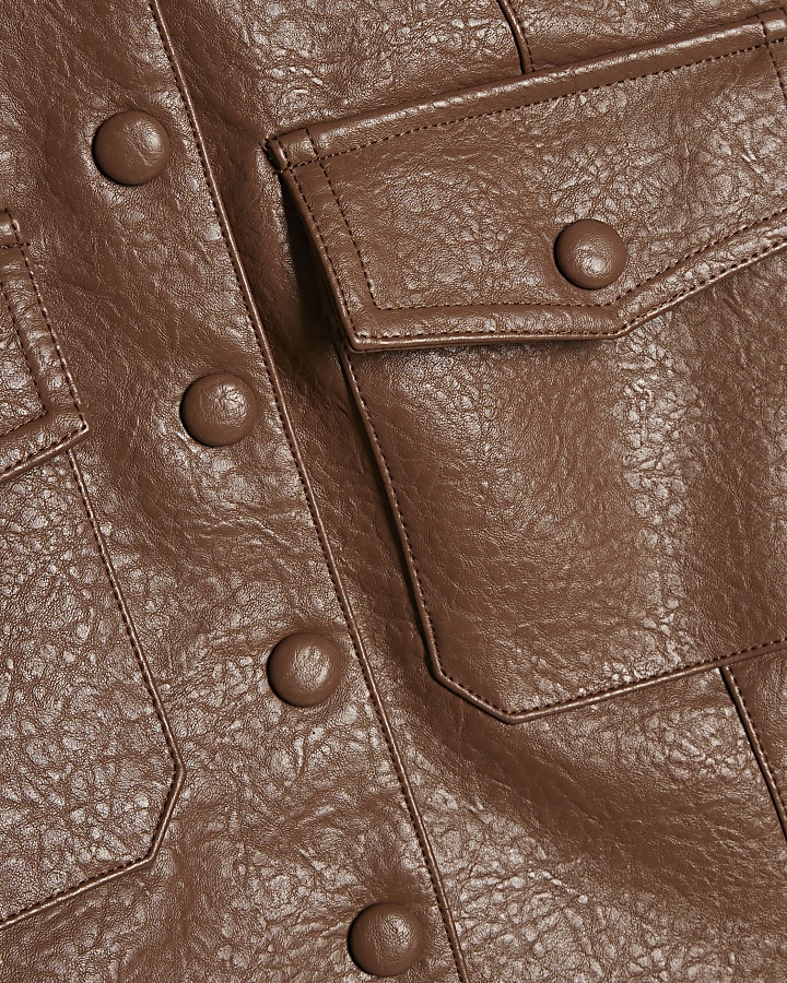 Brown Faux Leather Drummer Jacket