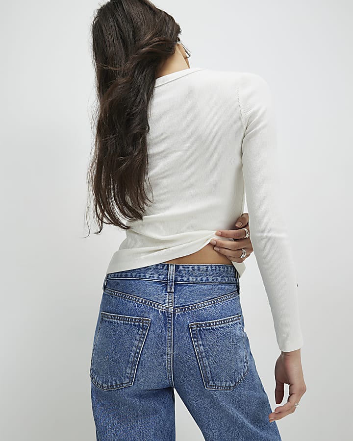 Cream Washed Number Fitted Top