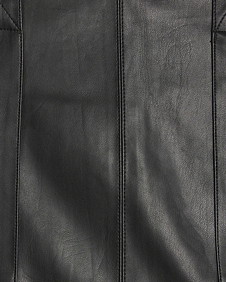 Black Faux Leather Utility Mini Skirt