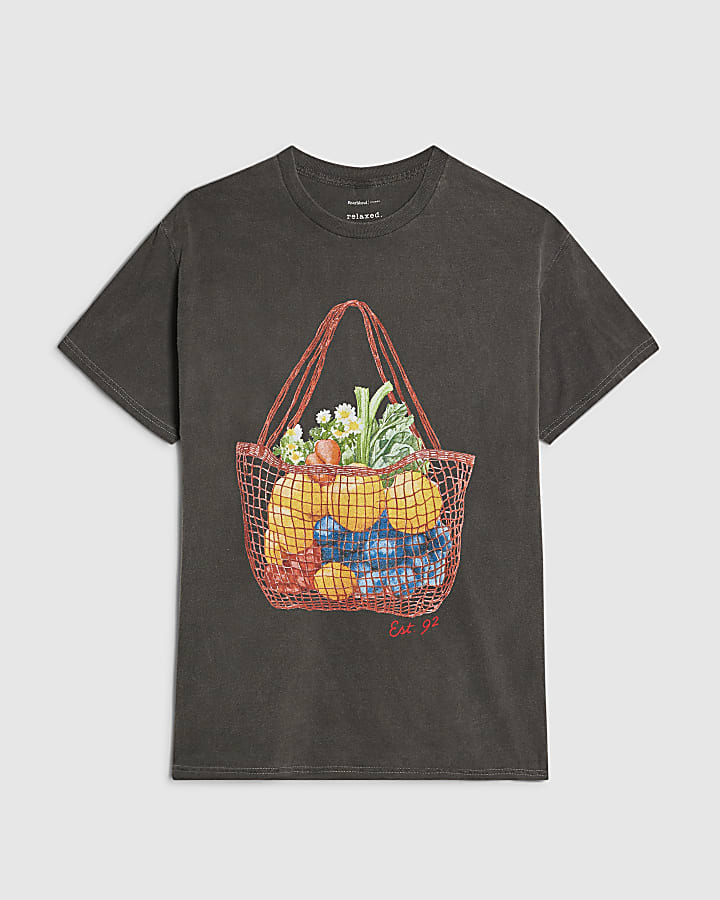 Grey Washed Fruit Basket T-Shirt