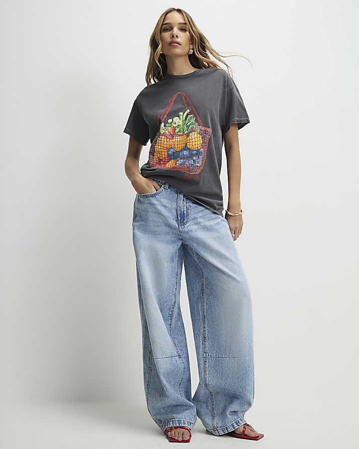 Grey Washed Fruit Basket T-Shirt