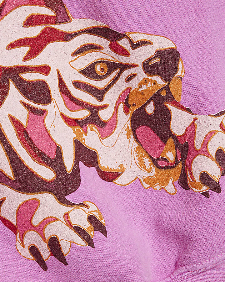 Pink Long Sleeve Tiger Sweatshirt