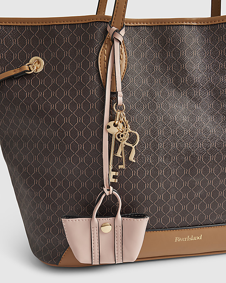 Brown Monogram Side Tie Shopper Bag