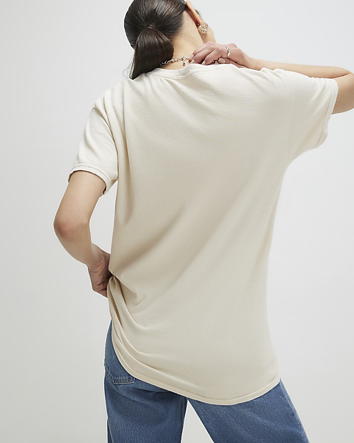 Cream Giddy Up Embroidered T-shirt