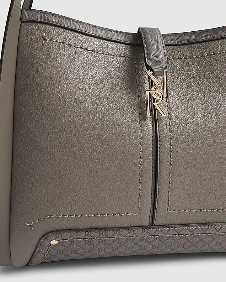 Grey RR Tab Front Shoulder Bag