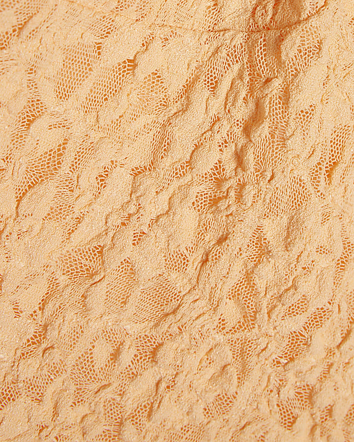 Orange Lace V Neck Cami