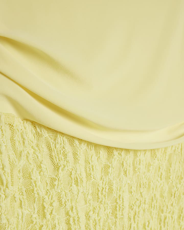 Petite Yellow Lace Hybrid Drape Dress