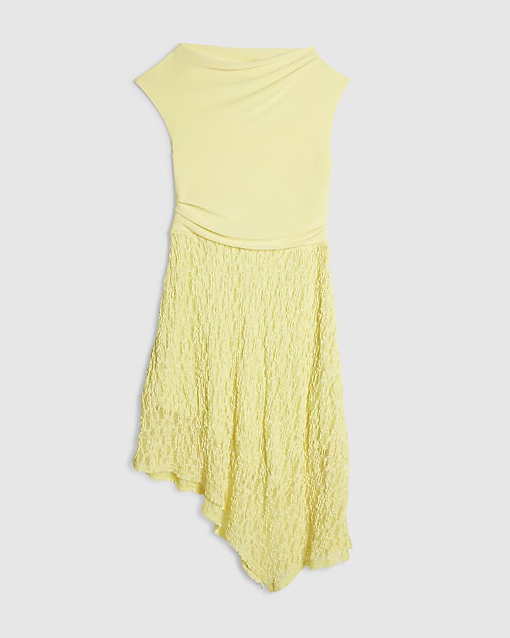 Petite Yellow Lace Hybrid Drape Dress