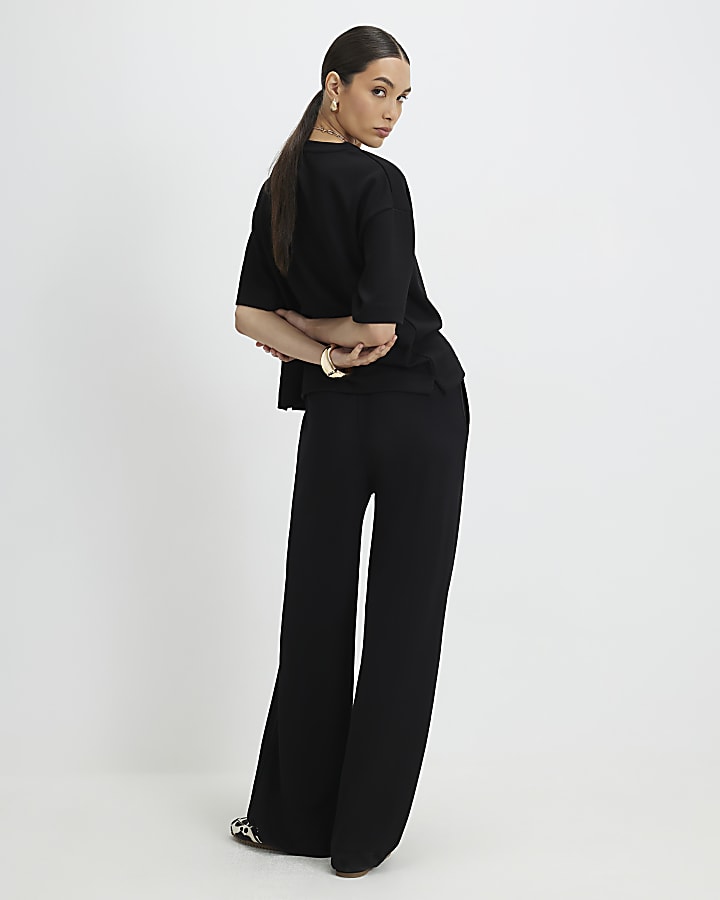 Black Premium Wide Leg Joggers