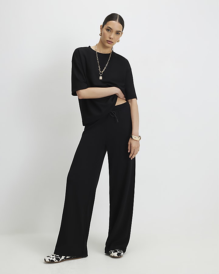 Black Premium Wide Leg Joggers