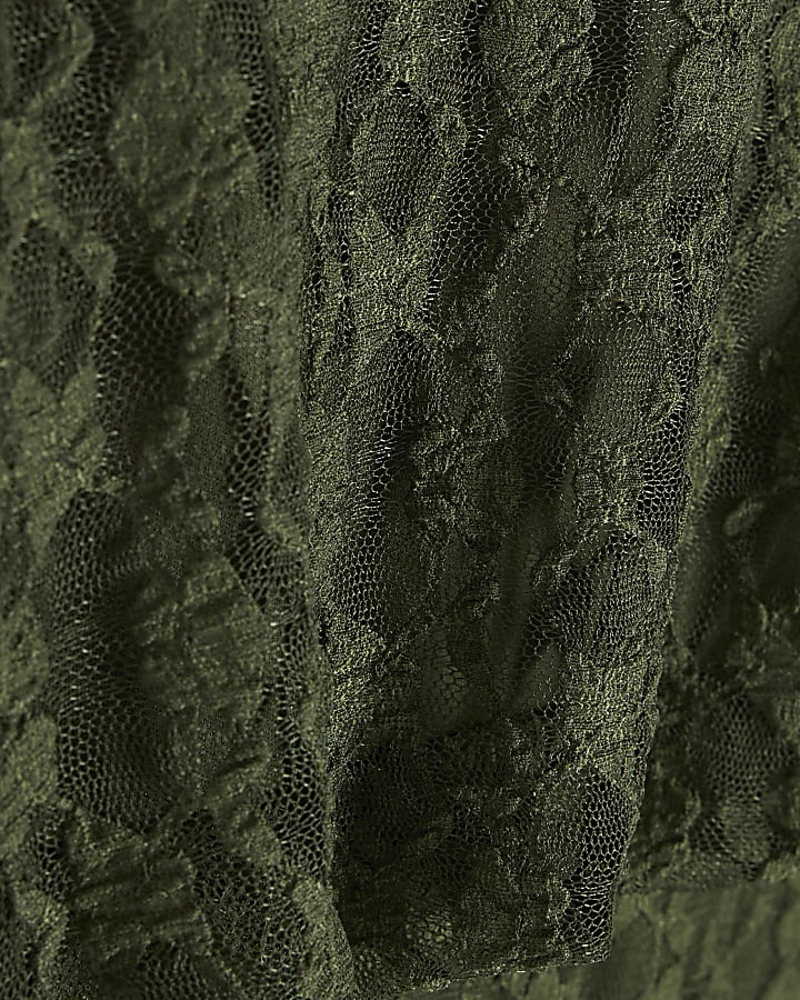 Khaki Lace Sleeveless Maxi Dress