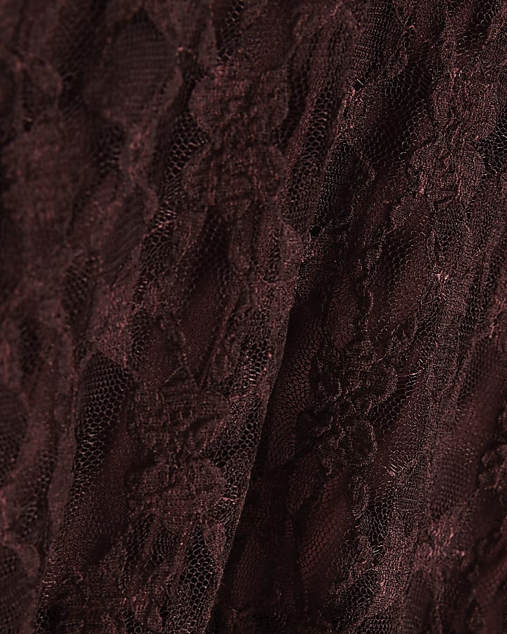 Brown Lace Sleeveless Maxi Dress