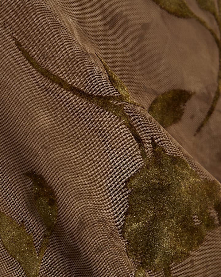Khaki Devore Asymmetric Top