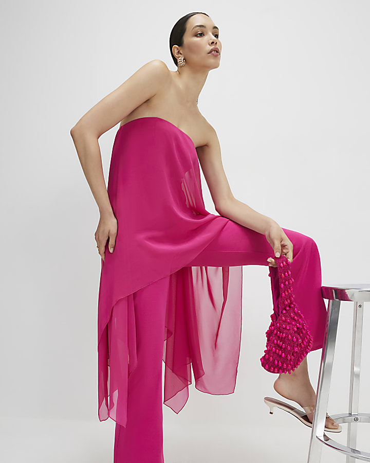 Pink Bandeau Jumpsuit