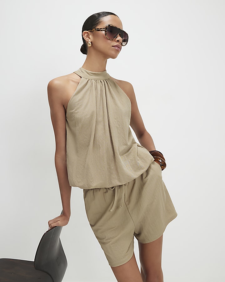 Khaki Drawstring Shorts