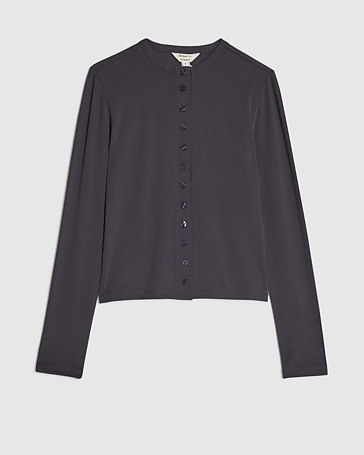 Petite Grey Soft Touch Long Sleeve Top