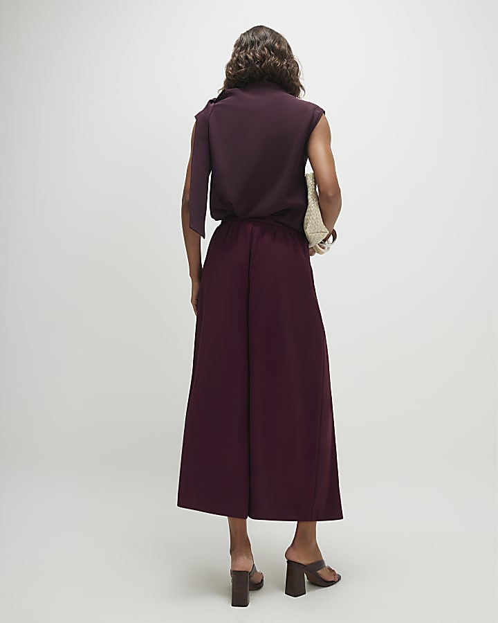 Red Tie Detail Culottes