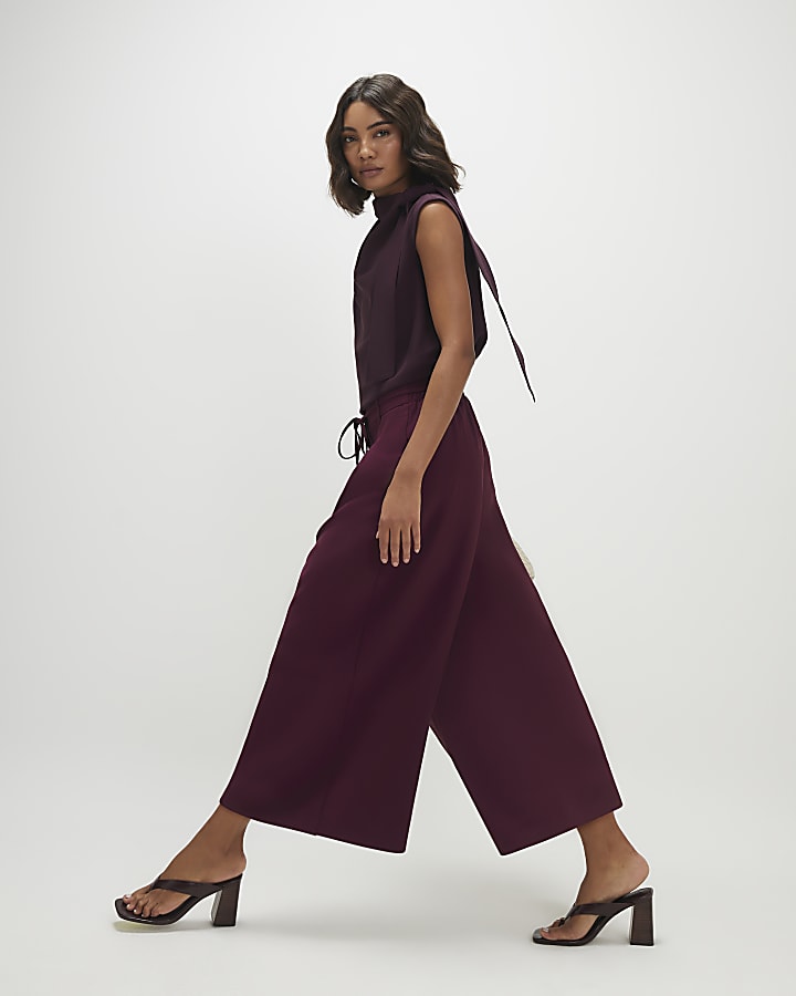 Red Tie Detail Culottes