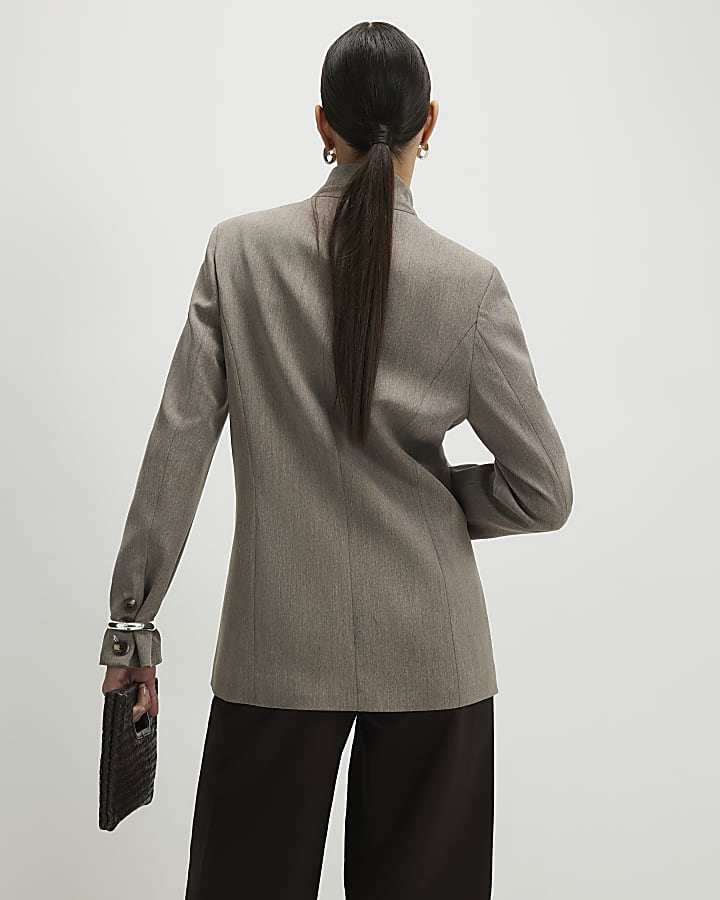 Beige Top Button Blazer