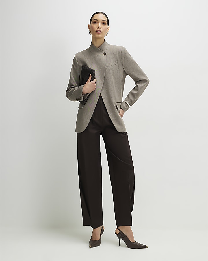 Beige Top Button Blazer