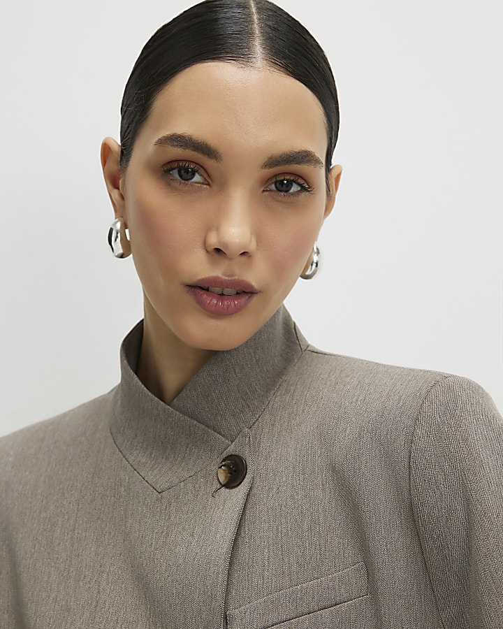 Beige Top Button Blazer