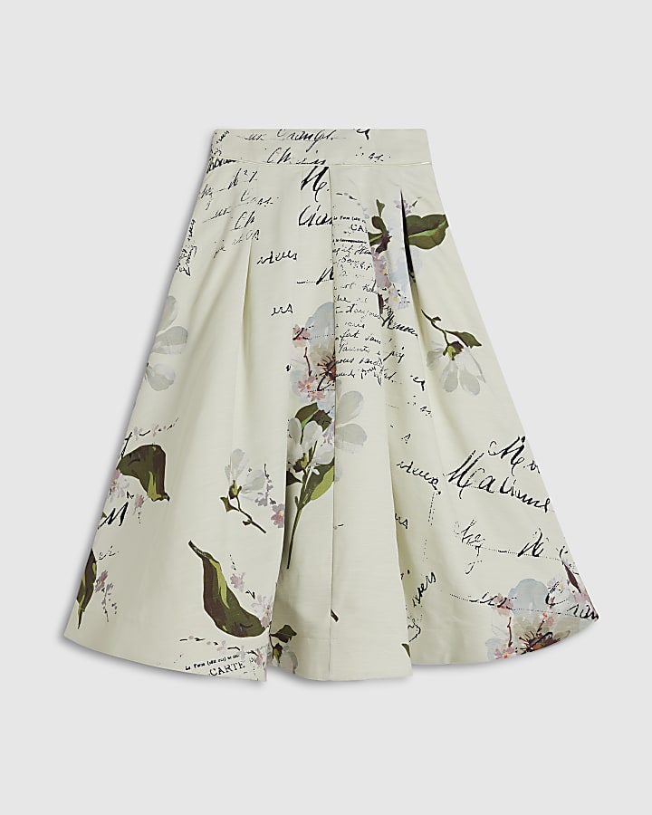 White Full Pintuck Midi Skirt