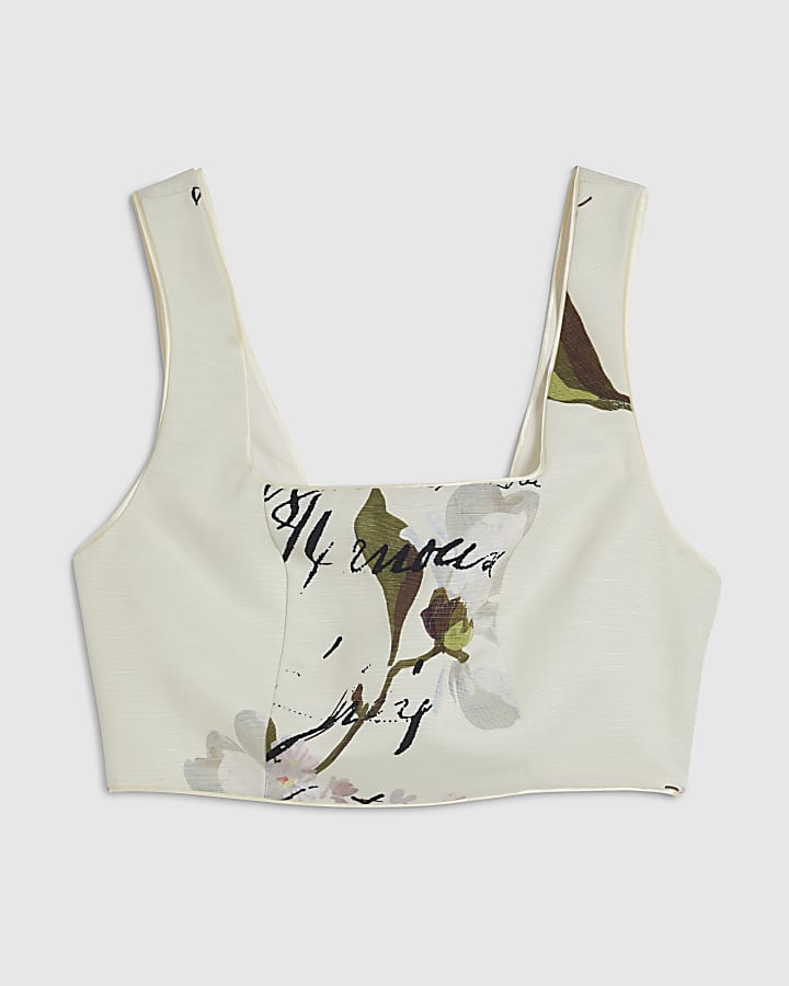 White Cropped Square Neck Bralette