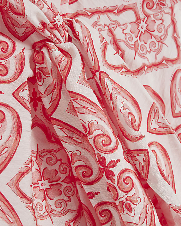 Red Long Sleeve Twist Front Mini Dress