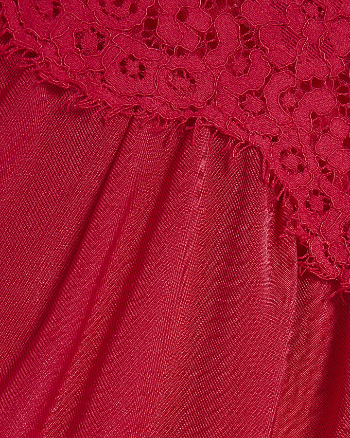 Pink Lace Trim Asymmetric Tunic Top