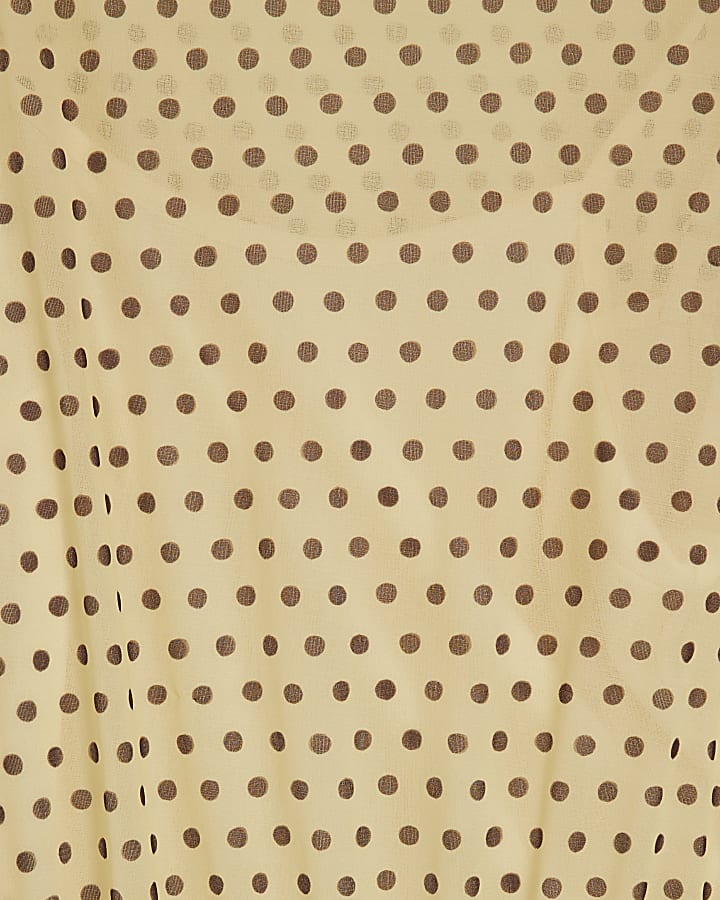 Yellow Long Sleeve Polka Dot Mini Dress
