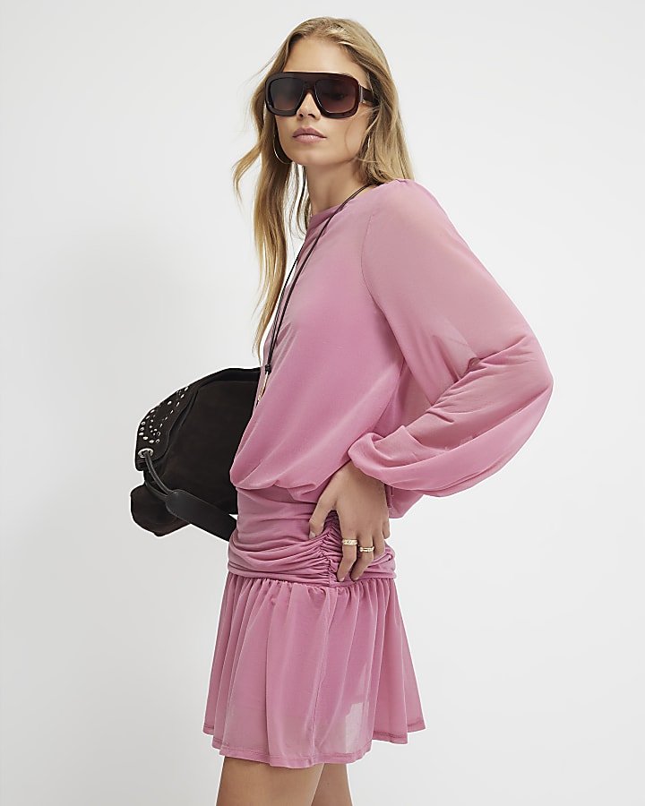Pink Chiffon Mini Dress