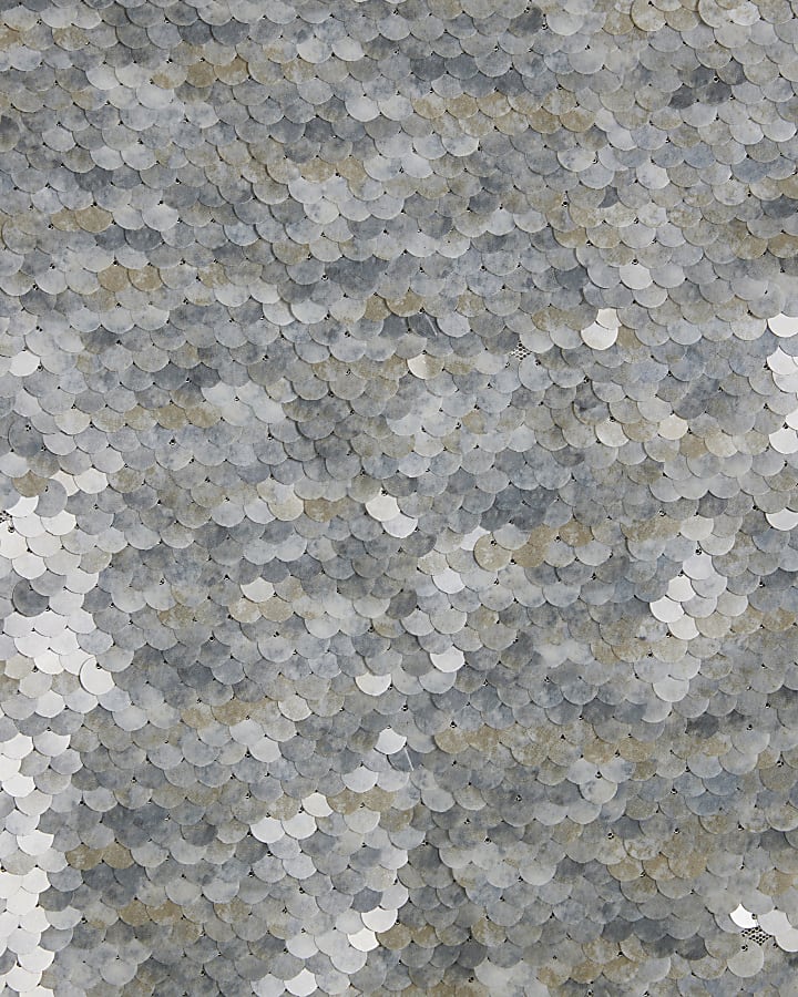 Grey Sequin Wrap Mini Skirt