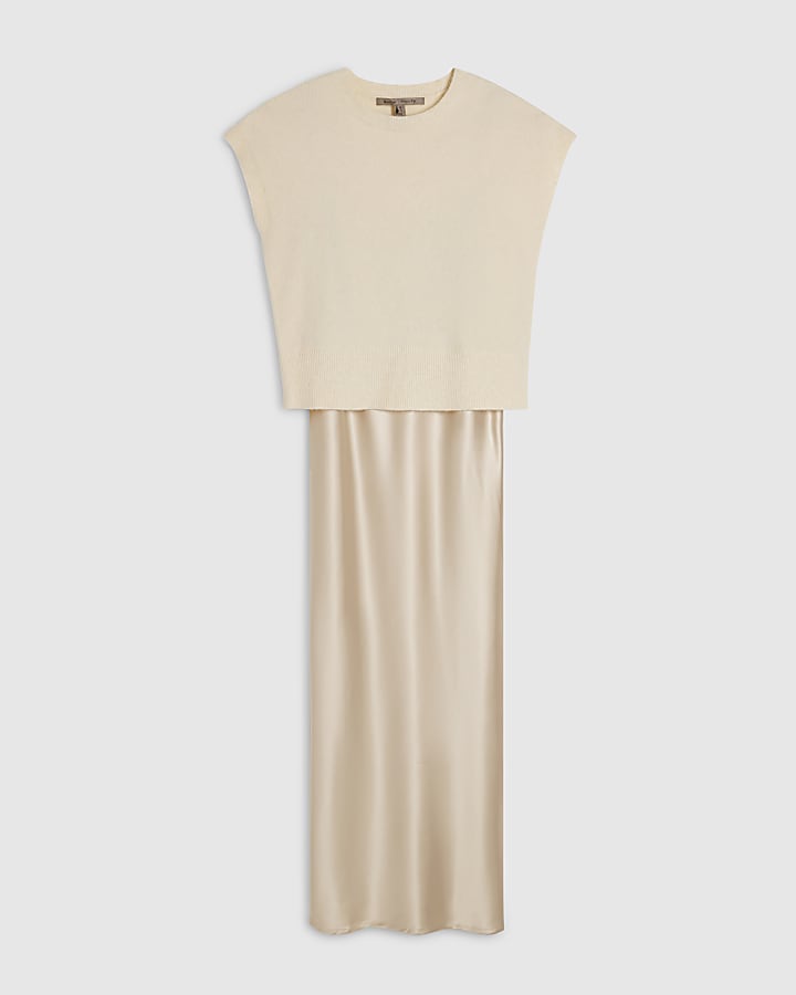 Cream 2 In 1 Tank Top Dress