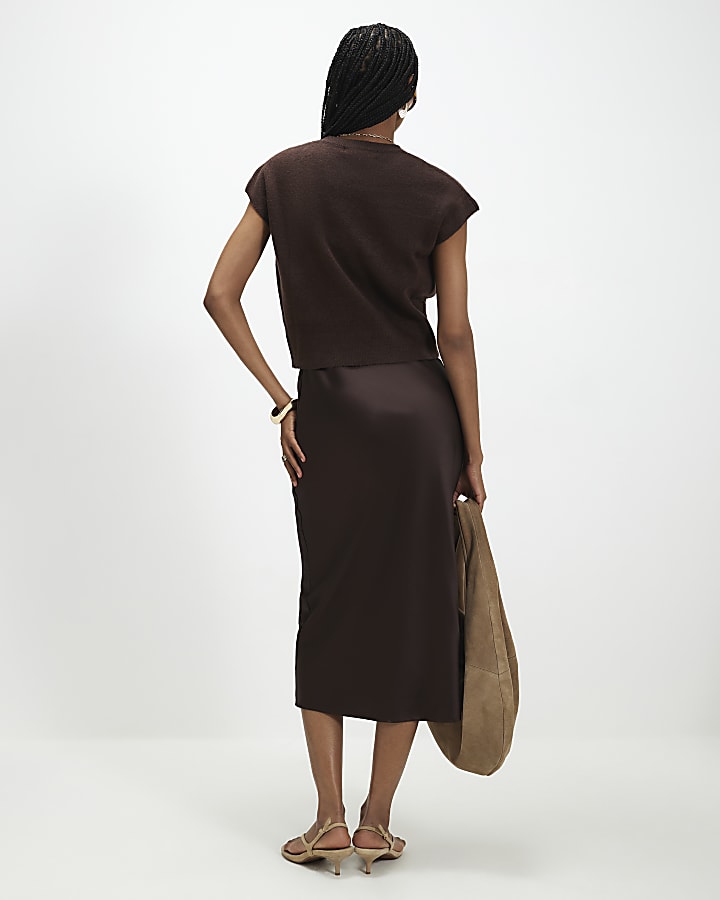 Brown 2 In 1 Tank Top Dress