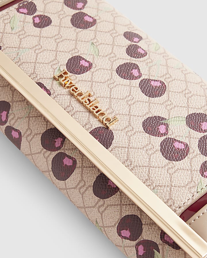Beige Cherry Monogram Cliptop Purse