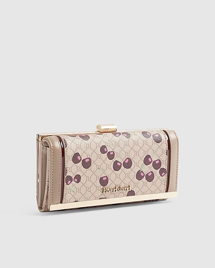 Beige Cherry Monogram Cliptop Purse