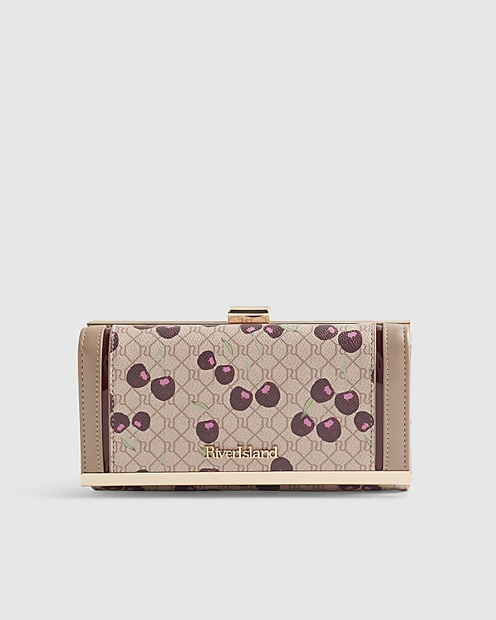 Beige Cherry Monogram Cliptop Purse