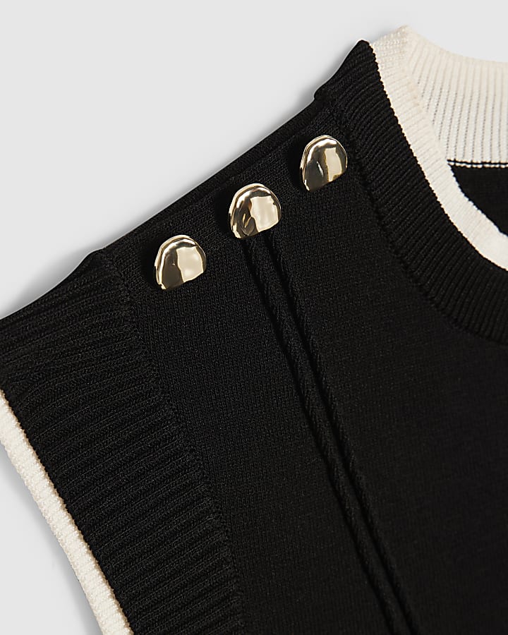 Black Double Layer Peplum Knitted Dress