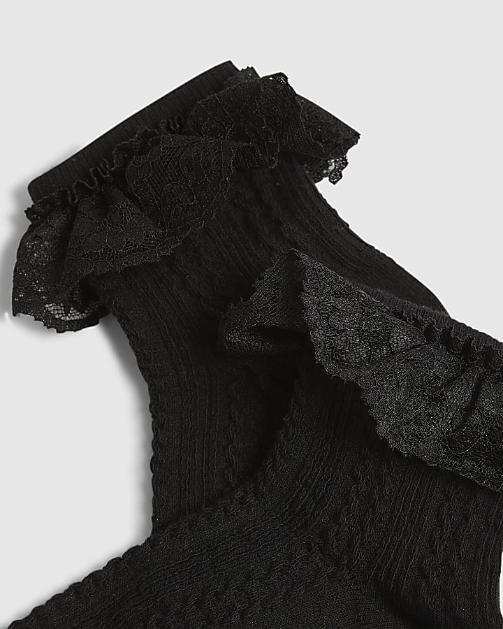 Black Large Lace Frill Socks