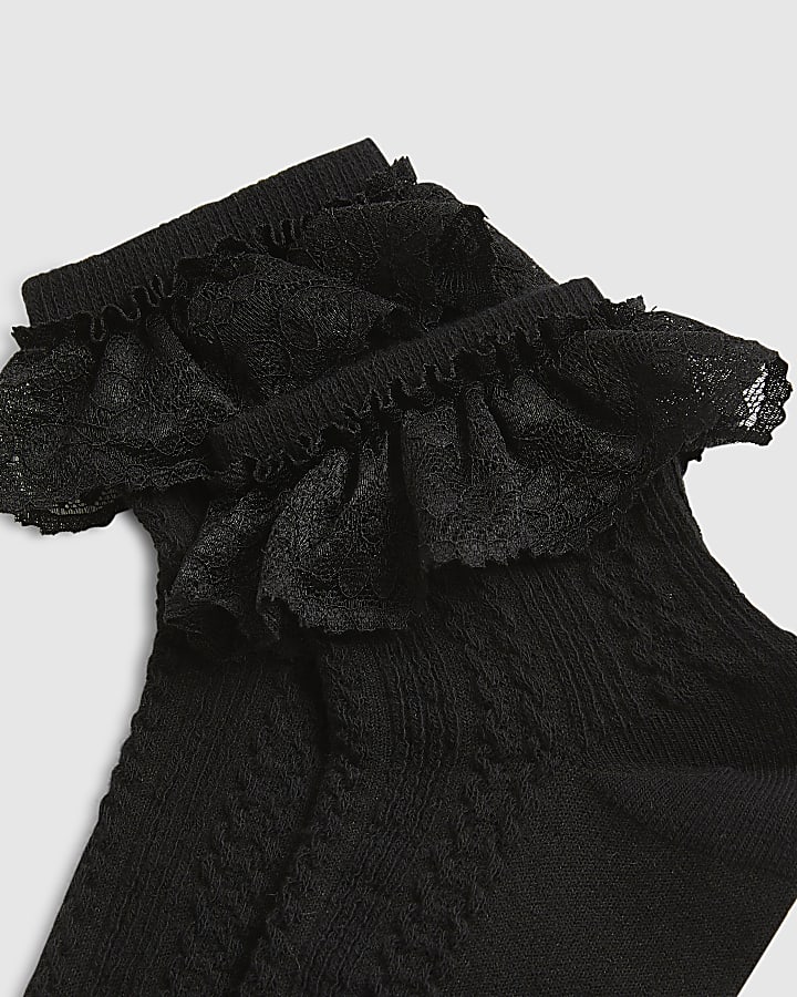 Black Large Lace Frill Socks