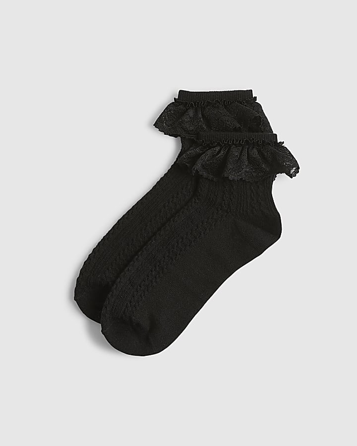 Black Large Lace Frill Socks