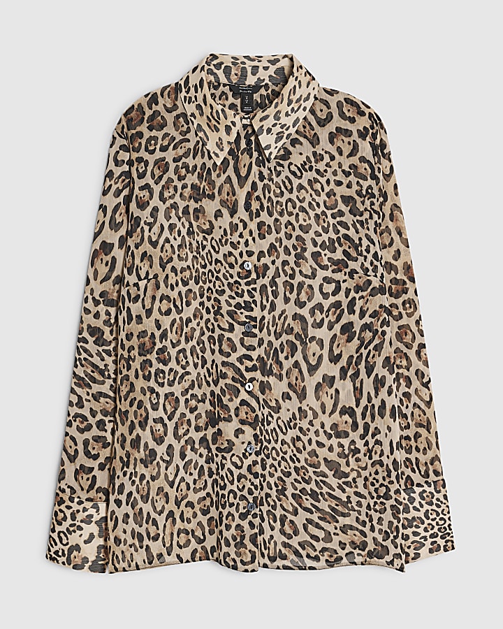 Brown Leopard Sheer Shirt